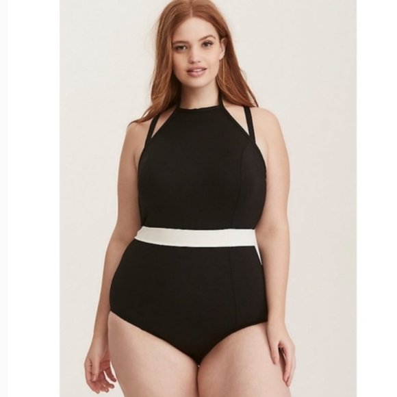 torrid Other - Torrid Halter Scallop Hi Neck Black/White Sz 2X